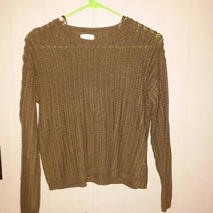 Army green crochet sweater
